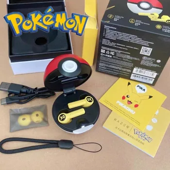 Наушники Pikachu Pokemon Razer Беспроводные Bluetooth 5.0 Спортивные наушники с шумоподавлением С сенсорным управлением и микрофоном Универсальный подарок