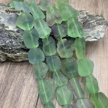 Нерегулярные необработанные бусины-самородки из натурального зеленого кристалла флюорита для изготовления ювелирных изделий своими руками 15,5 дюймов MY210918
