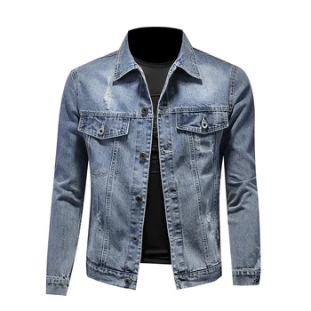 Новая мужская джинсовая куртка, Повседневная Однотонная Уличная одежда с Лацканами, Мужская Одежда, Куртка для мужчин, джинсовая куртка, мужская ropa hombre chaquetas