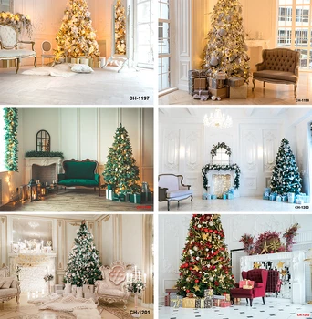 Новая Рождественская вечеринка с кирпичной стеной и деревом, декор из деревянной доски, Тематический фон для фотосъемки, Фон для Рождественской Фотосессии