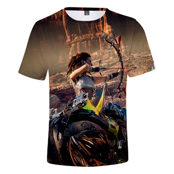 Новая футболка с 3D-принтом Horizon Zero Dawn Для мужчин и женщин, футболки с принтом, Новая Повседневная футболка высокого качества с коротким рукавом, Оверсайз