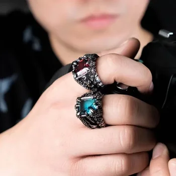 Новое мужское открытое кольцо, винтажное кольцо с когтем Дракона, преувеличенный модный тренд, многоцветное кольцо с цирконием