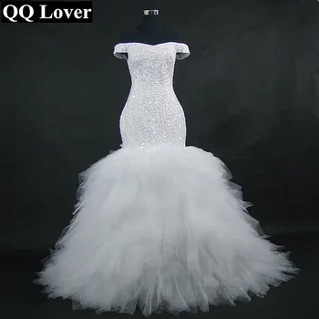 Новое свадебное платье Русалки с открытыми плечами, сшитое на заказ, Плюс размер Невесты, Африканское свадебное платье