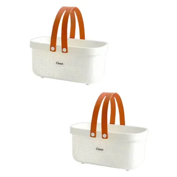 Пластиковая корзина для хранения с ручкой Переносная сумка-органайзер для душа Корзина для ванной комнаты Кухня Комната в общежитии Спальня D
