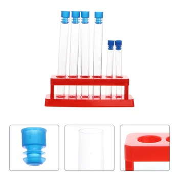 Пластиковые пробирки с подставкой для хранения Принадлежностей для научных экспериментов (подставка для пробирок + вилка 16 * 150 (цвет вилки выбирается случайным образом)