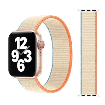 Плетеный нейлоновый дышащий ремешок для Apple Watch band 44 мм 40 мм 38 мм 42 мм Эластичный браслет для iWatch Series 6 SE 5 4 3