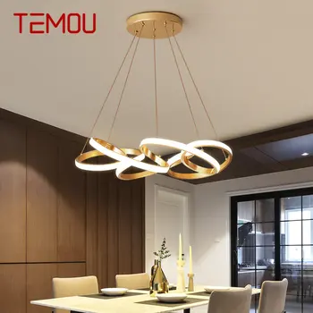 Подвесной светильник в стиле постмодерн TEMOU, винтажные креативные кольца, светодиодные светильники 3 цветов для домашнего декора, Столовая, спальня