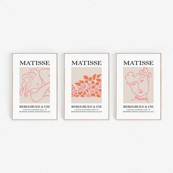 Принт Анри Матисса, Абстрактная настенная живопись Matisse Print, Выставочный плакат Matisse, Настенный набор Pink Gallery