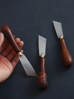 Профессиональный нож для резки кожи DIY Craft Knife Инструмент для заточки и истончения ножей DC53 Стальное лезвие Ручка из сандалового дерева
