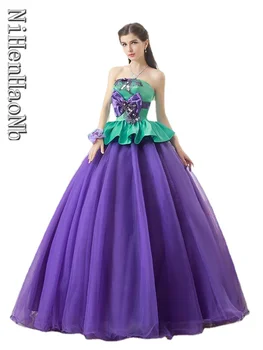 Пышные платья принцессы фиолетового цвета A Line Роскошное праздничное винтажное вечернее платье без бретелек