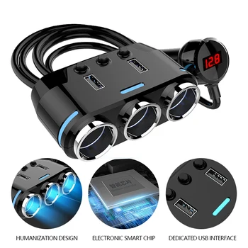 Разветвитель гнезда автомобильного прикуривателя 12 В-24 В, светодиодный USB-адаптер зарядного устройства для телефона, Удлинительный кабель автомобильного прикуривателя