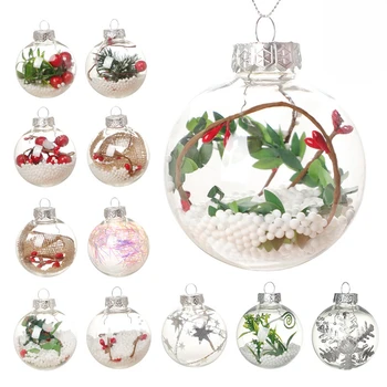 Рождественское украшение Прозрачный пластиковый Рождественский шар, Бесшовный Полый пластиковый шар, креативный шар, Подвесные украшения для шаров