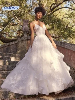 Романтическое свадебное платье с глубоким V-образным вырезом и богемными А-силуэтными бретельками, свадебное платье Pastrol Vestidos De Novia