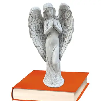 Садовый ангел из смолы Яркая фигурка Молящегося Ангела с крыльями Уличные статуэтки Реалистичная Молитва для кабинета прихожей
