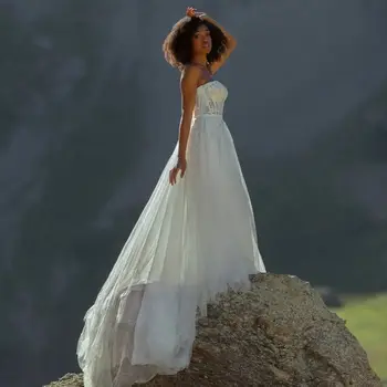 Свадебные платья из тюля без бретелек, простые Vestidos De Novia, женское кружевное корсетное платье, свадебное гражданское платье Макси