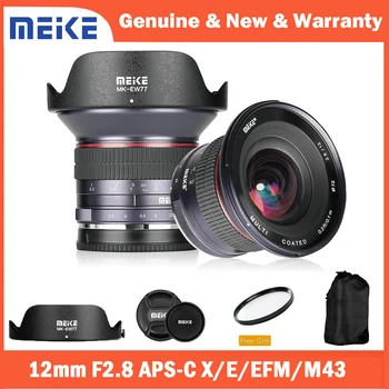Сверхширокоугольный Ручной Объектив Meike 12mm F2.8 APS-C для Беззеркальных камер Sony E Fujifilm X MFT M43 Panasonic Olympus Canon EF-M