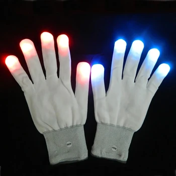 Светодиодные светящиеся перчатки, фонарики для пальцев на Хэллоуин, мигающие белые светящиеся перчатки, сценические игрушки для костюмированной вечеринки на Хэллоуин, Волшебные перчатки