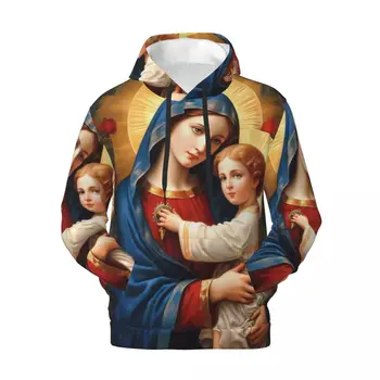 Свободные толстовки с капюшоном Virgin Mary, мужские пуловеры с капюшоном в уличном стиле Матери Иисуса Христа, Зимние забавные Классические толстовки больших размеров