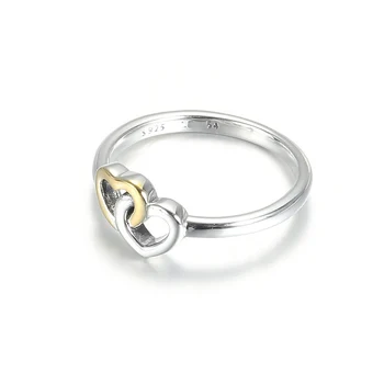 Связанное кольцо с сердечками для женщин, аутентичные женские украшения из стерлингового серебра S925 пробы, подарок девушке на день рождения