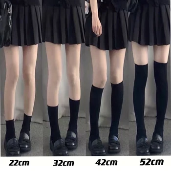 Сексуальные Женские чулки Lolita, Милые Черно-белые длинные носки выше колена, высокие носки до бедра, женские компрессионные носки