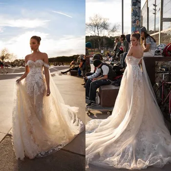 Сексуальные свадебные платья в богемном стиле 2020 года с открытыми плечами, свадебные платья с кружевной аппликацией, пляжное свадебное платье в стиле кантри-бохо
