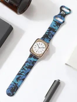 Сменный браслет для умных часов, камуфляжный силиконовый ремешок для наручных часов Apple Watch серии Ultra 3 4 5 6 7 8 SE