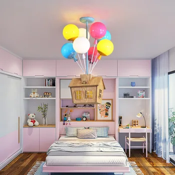 Современные минималистичные светильники для творческой комнаты для девочек Цвет воздушного шара Скандинавский простой мультфильм детская комната железная светодиодная люстра WF1027