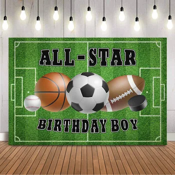 Спортивный фон для дня рождения, Футбольное поле, дети, мальчики, портретный фон для фотосъемки, реквизит для украшения всех звезд футбола