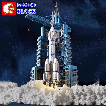 Стартовая база SEMBO Jiuquan, строительный блок, модель ракеты, коллекция космической промышленности Китая, игрушка для сборки ручной работы, подарок на день рождения