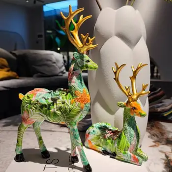 Статуя оленя Элегантный набор скульптур лося для рождественского украшения Изысканные украшения оленя для праздника в каминном зале