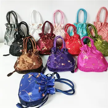Сумка С вышивкой, косметичка в этническом стиле, сумка для упаковки ювелирных изделий, женские сумки с цветами, сумки на завязках Hanfu, Небольшие сумки для хранения.