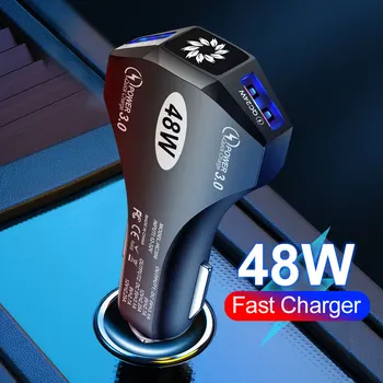 Универсальное зарядное устройство с двойной зарядкой мощностью 48 Вт, автомобильное зарядное устройство USB, быстрая зарядка, зарядное устройство для украшения автомобиля, Аксессуары для интерьера автомобиля.