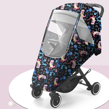 Универсальный детский автомобильный дождевик Мультяшный Защитный экран для детской коляски Универсальный размер Детского дождевика Ветрозащитный чехол