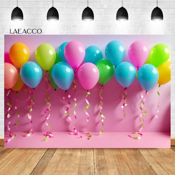 Фон для фотосъемки Laeacco с ароматом сладких розовых воздушных шаров, дня рождения, вечеринки для девочек, вечеринки в честь дня рождения, фон для портретной фотосъемки