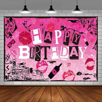 Фон для фотосъемки ярко-розовых губ с Днем рождения, декор для вечеринок начала 2000-х, Розовая девочка, принадлежности для вечеринок для девочек-подростков, фон баннера