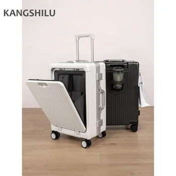 Хит продаж, посадочная сумка для багажа, алюминиевая рама, кейс для тележки с паролем, 20-дюймовый универсальный чемодан для зарядки колес.