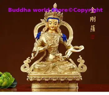 ХОРОШИЙ ДОМ семья Духовная эффективная Защита Тибет Непал Буддизм Позолота Ваджрасаттва Ваджра Будда медная статуя высотой 16 см