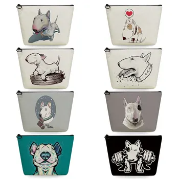 Цветная Роспись с принтом собаки-Бультерьера, портативный Подарок для животных, Дорожная сумка для туалетных принадлежностей, повседневные женские косметички, органайзер для макияжа