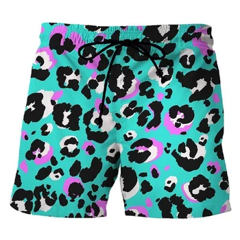 Цветные леопардовые короткие брюки с 3D принтом Мужские Повседневные Пляжные шорты для плавания Горячая распродажа Лето 2023 Женские Повседневные Уличные шорты
