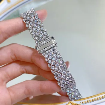 Ценный браслет из муассанита, 100% настоящее серебро 925 пробы, свадебные браслеты для женщин, ювелирный подарок для новобрачных, обещание для вечеринки
