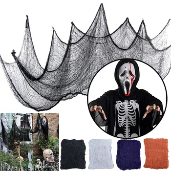 Черная жуткая марлевая ткань на Хэллоуин для украшения Хэллоуина, подвесная на открытом воздухе, страшная марлевая ткань, стены для вечеринок в доме с привидениями