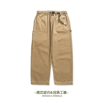 Японские винтажные повседневные брюки с бронированной пластиной, выстиранные Старые хлопчатобумажные мужские брюки с завязками, походная одежда для кемпинга